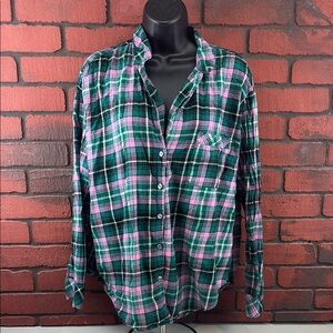 Victoria's Secret Women's Checkered Button-Down Shirt – Size Large